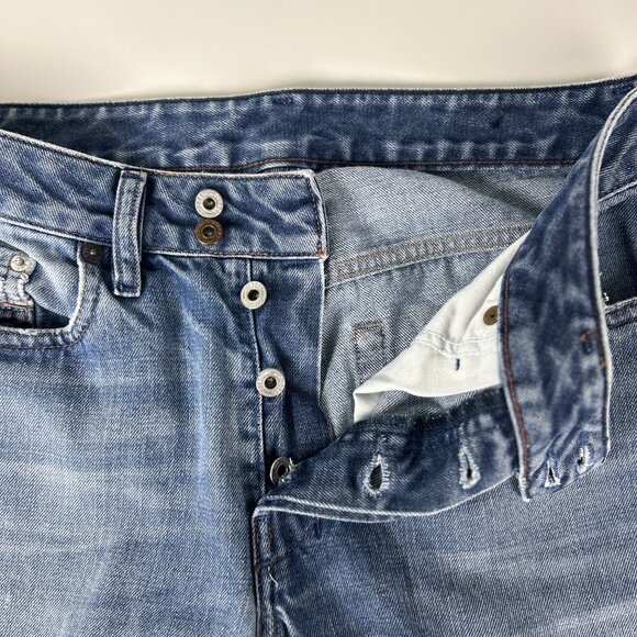 Diesel Jeans Men 30x30* Rabox Button Fly Blue Straight Leg Distressed Italy Fade - Picture 7 of 16